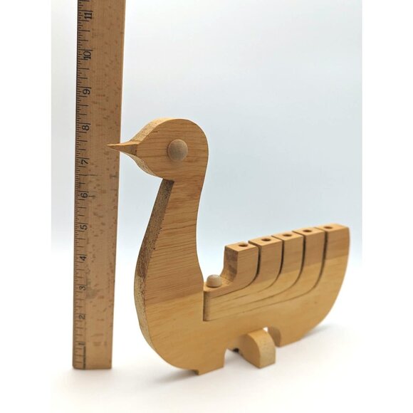 1970's Scandinavian Design Vintage Wooden Dove Bird Candelabra Candle Holder - Picture 8 of 8